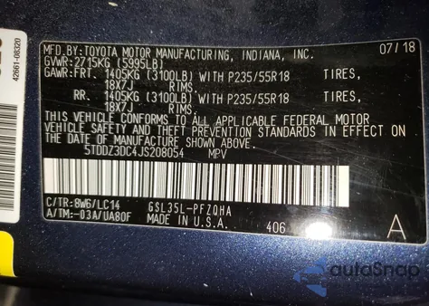 2018 Toyota Sienna Xle from USA, damaged, VIN 5TDDZ3DC4JS208054